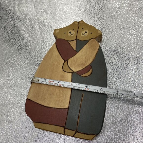 Vtg Wooden Bears Handmade Painted Folk Art Figures Primitive 80s Rustic Lot Of 3 - Picture 10 of 16